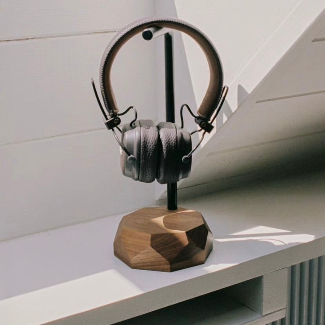 2-in-1 Koptelefoon Standaard & Draadloze Oplader - Walnoot