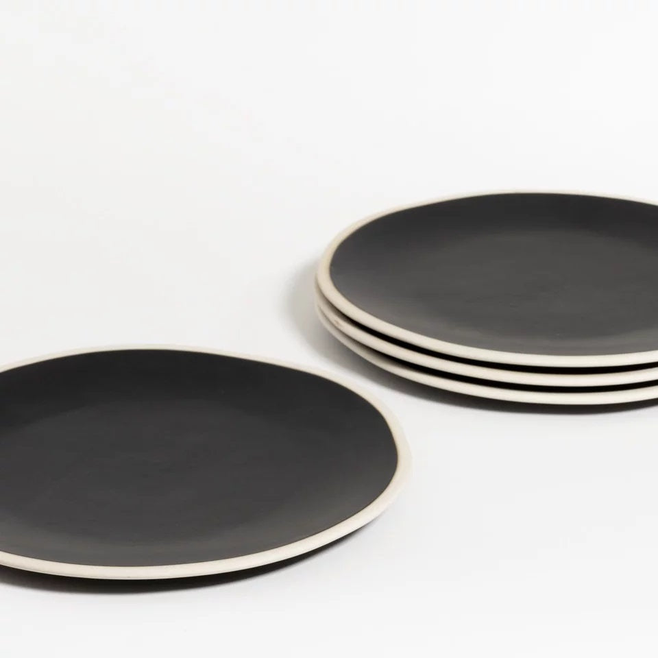 Atelier set 4 dinerborden - black olive