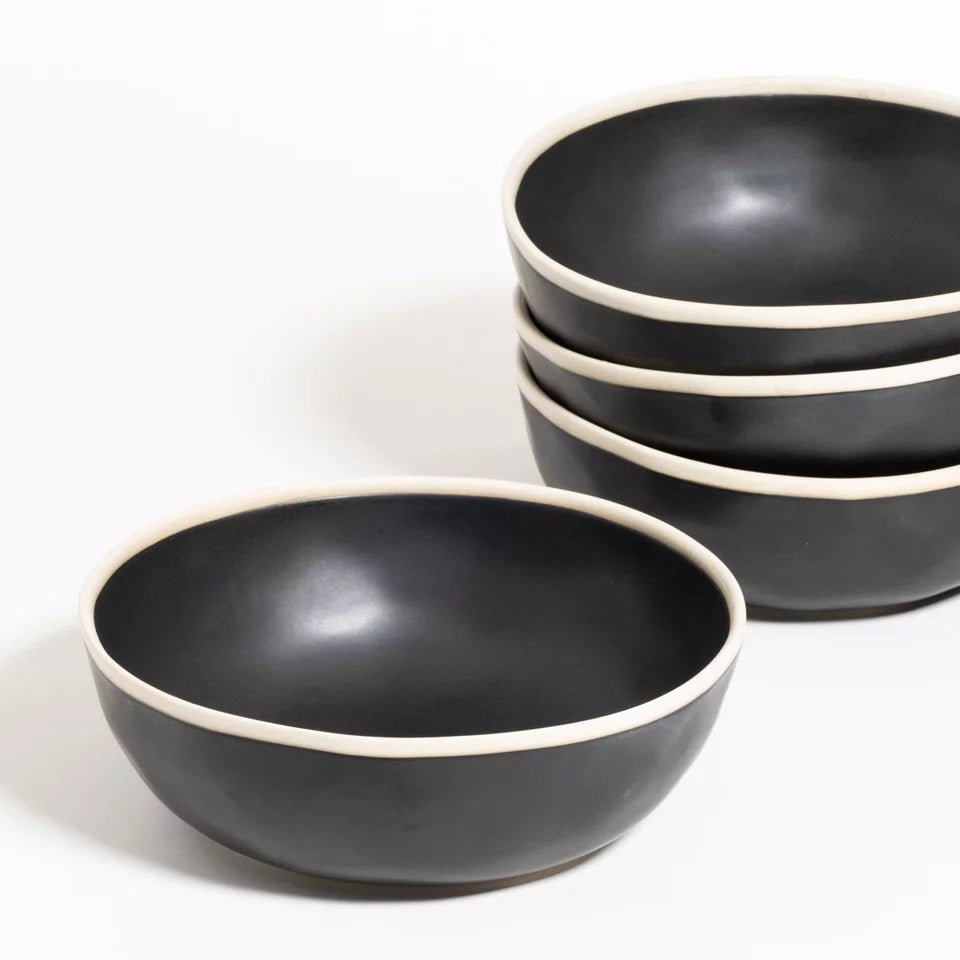 Atelier set 4 grote kommen - black pepper