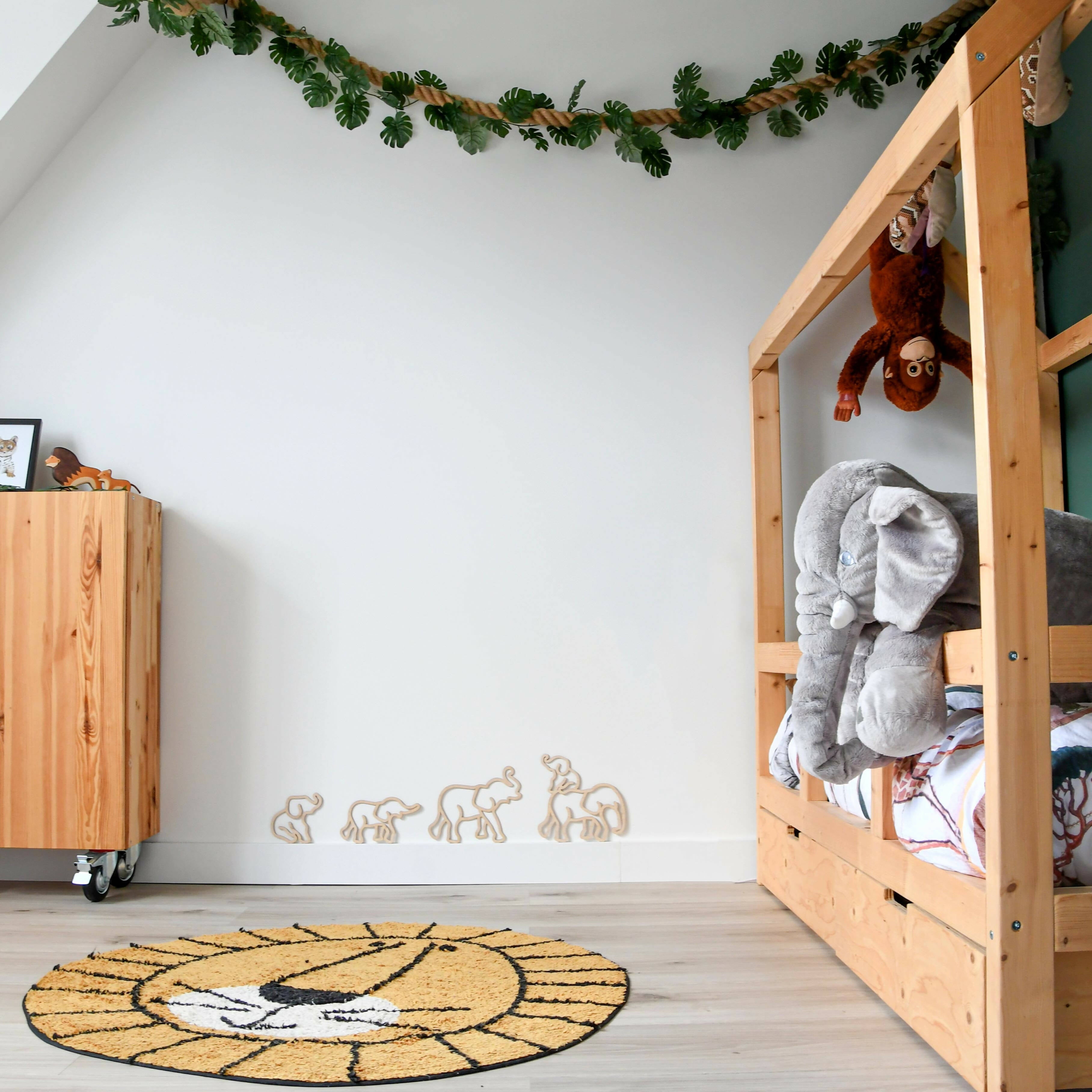 Wanddecoratie Olifanten - hout of zwart