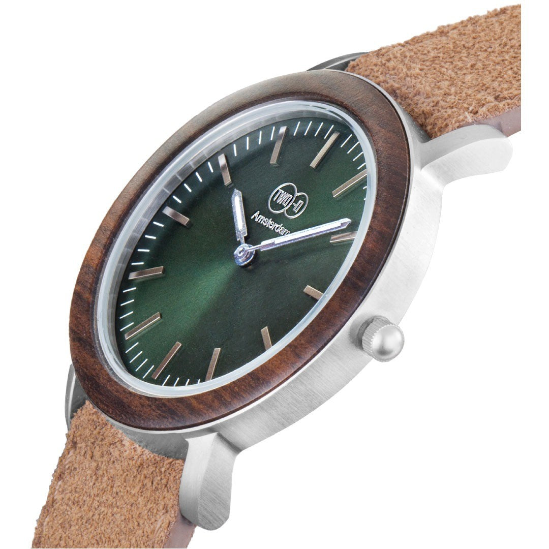 Waterloo - Suède Walnoten Horloge 39mm