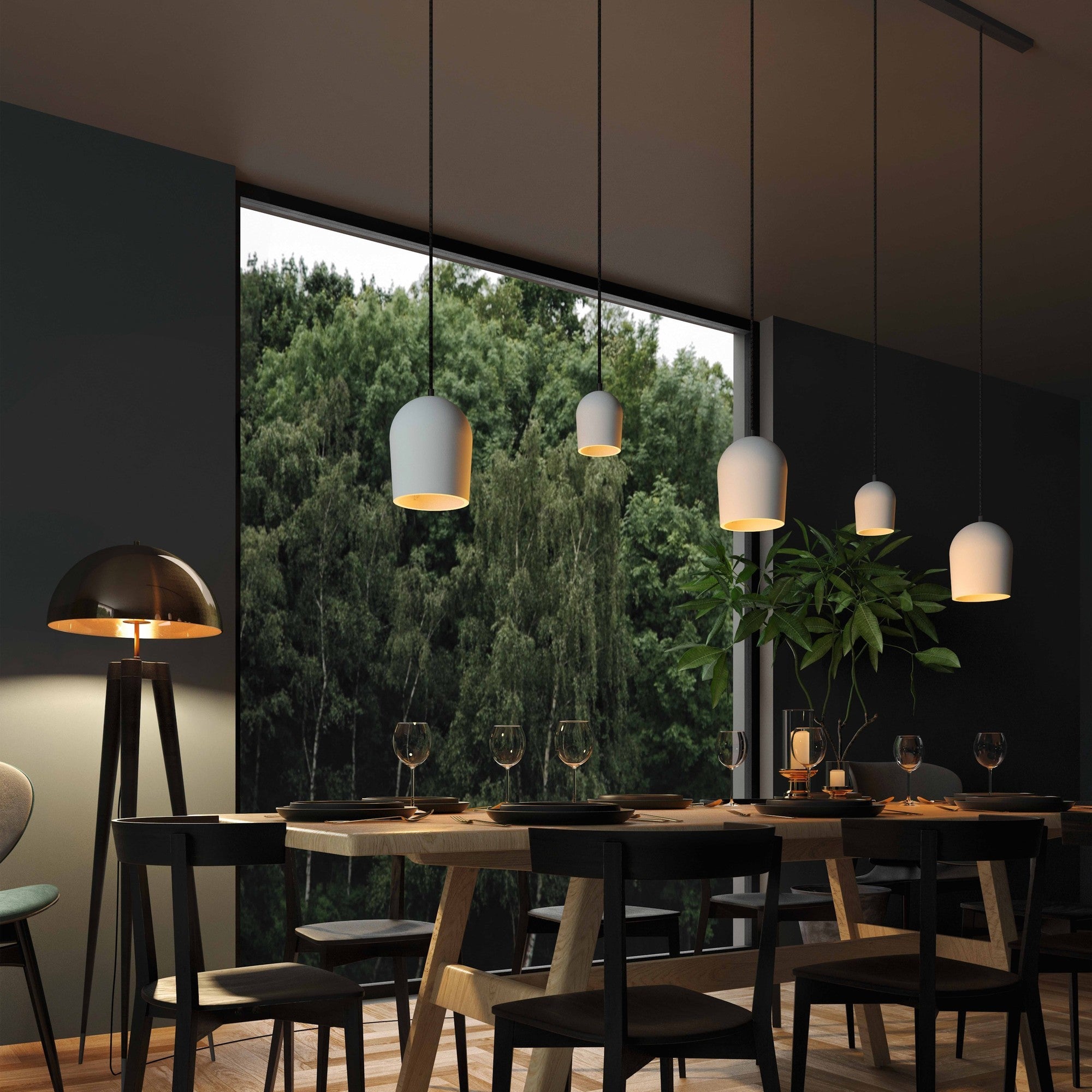 Archy Rail Set - 3 Medium + 2 Small White Hanglamp