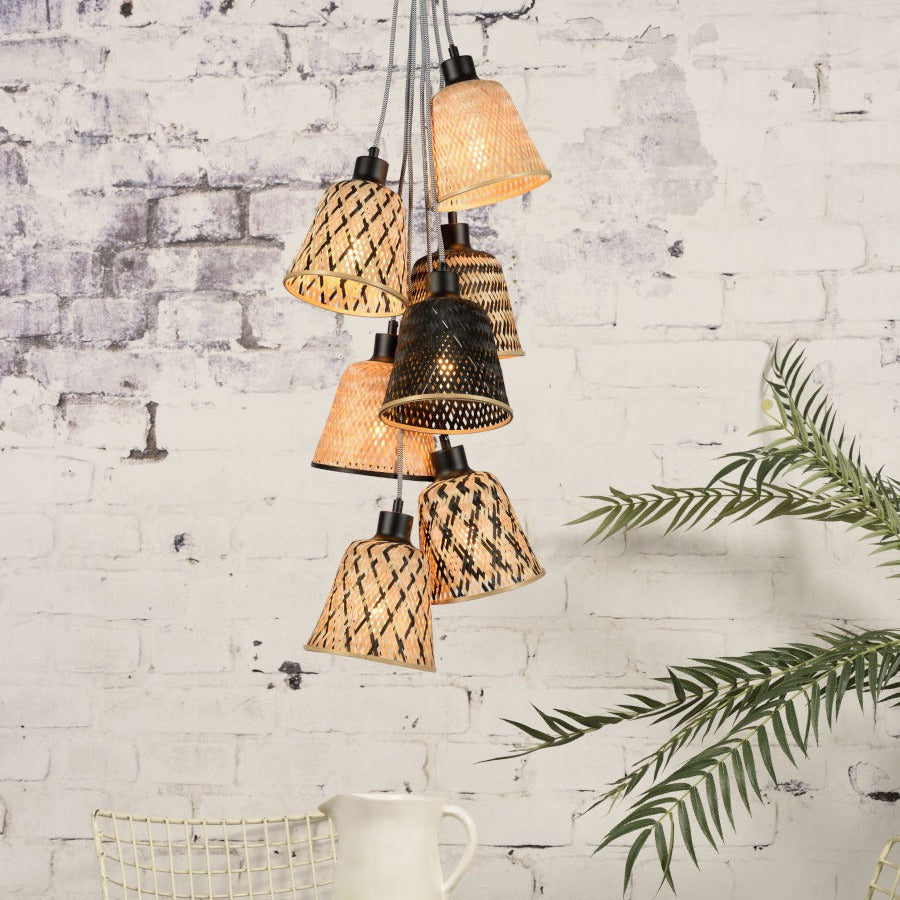 Kalimantan- Hanglamp - Bamboe - 7-kap