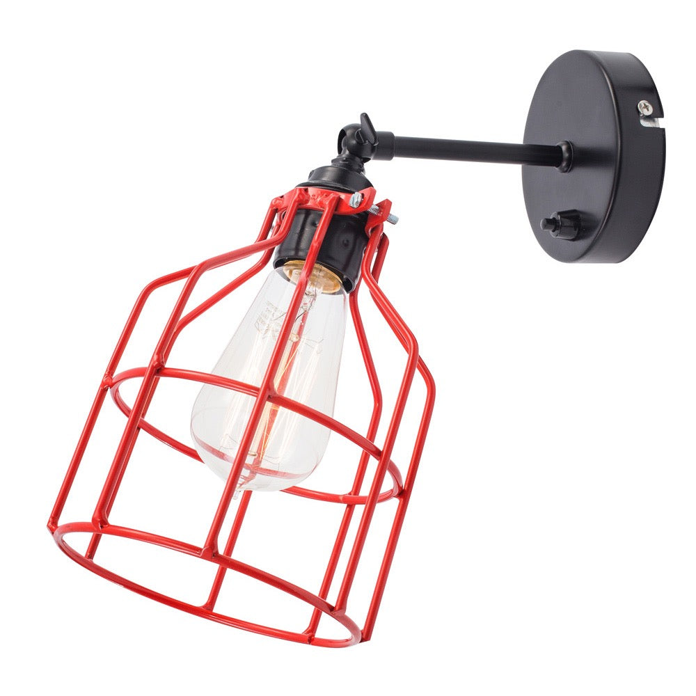 No.15 Wandlamp zwart met rode kooi