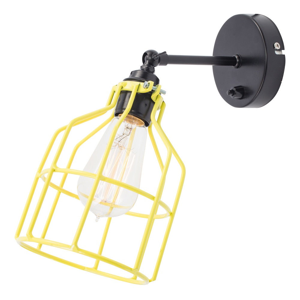 No.15 Wandlamp zwart met gele kooi