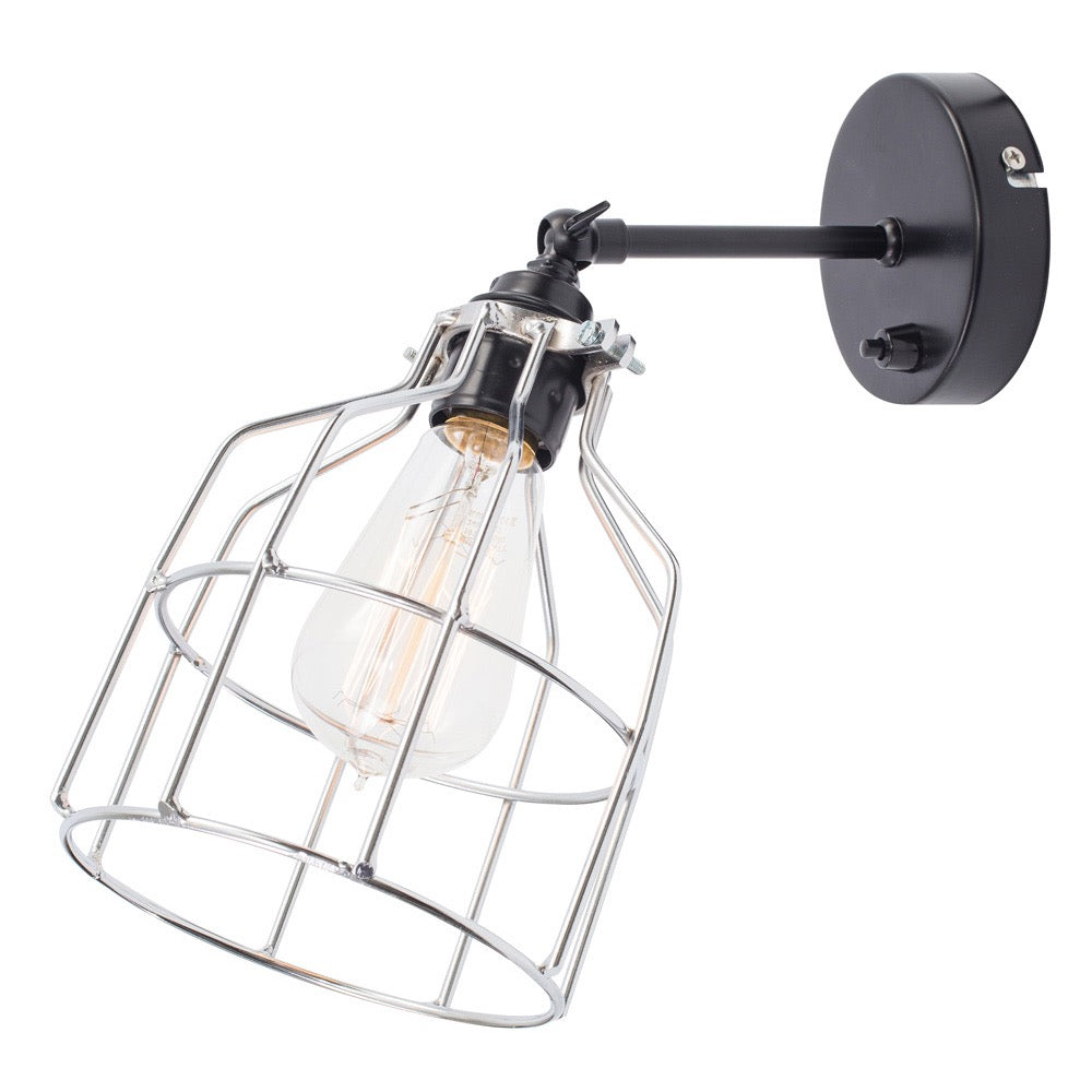 No.15 Wandlamp zwart met zilveren kooi