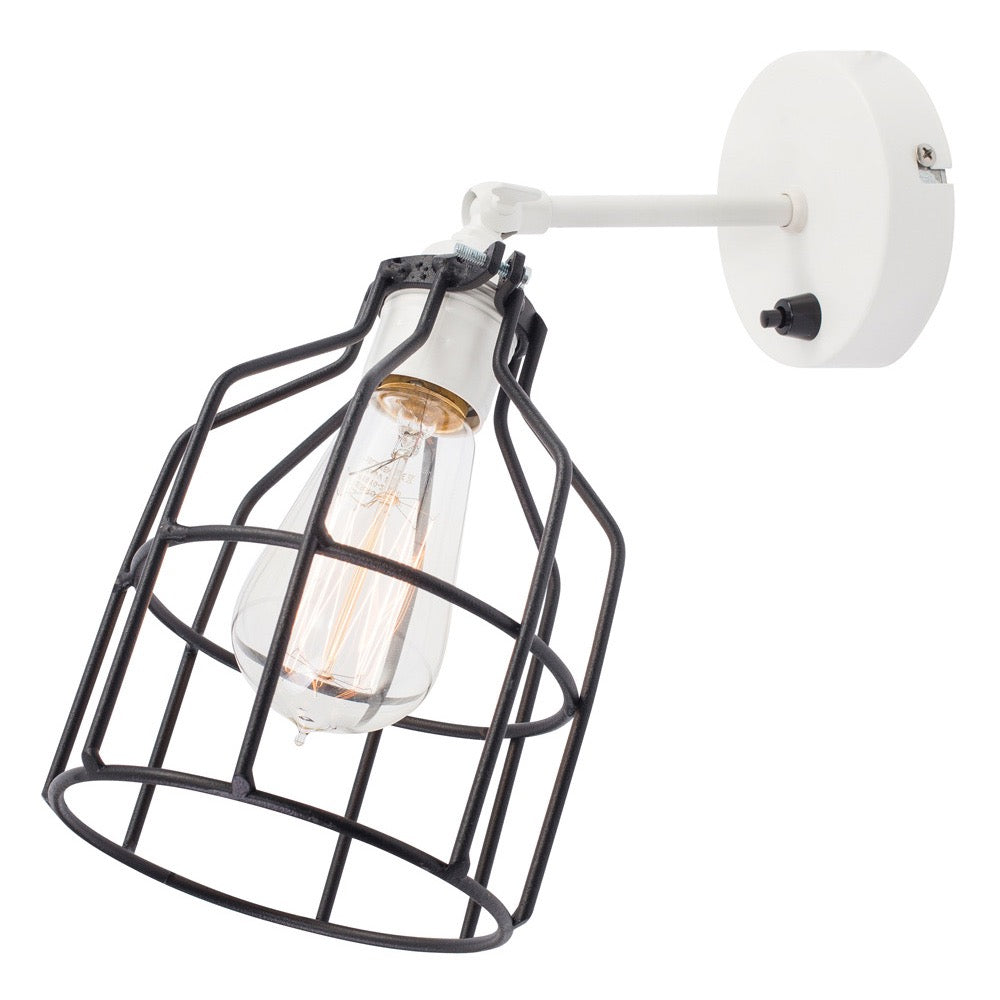 No.15 Wandlamp wit met zwarte kooi