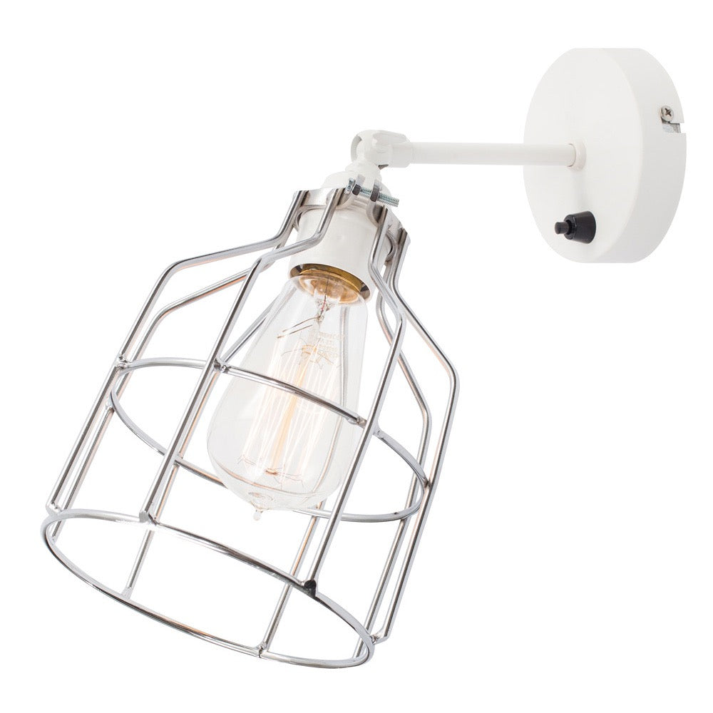 No.15 Wandlamp wit met zilveren kooi