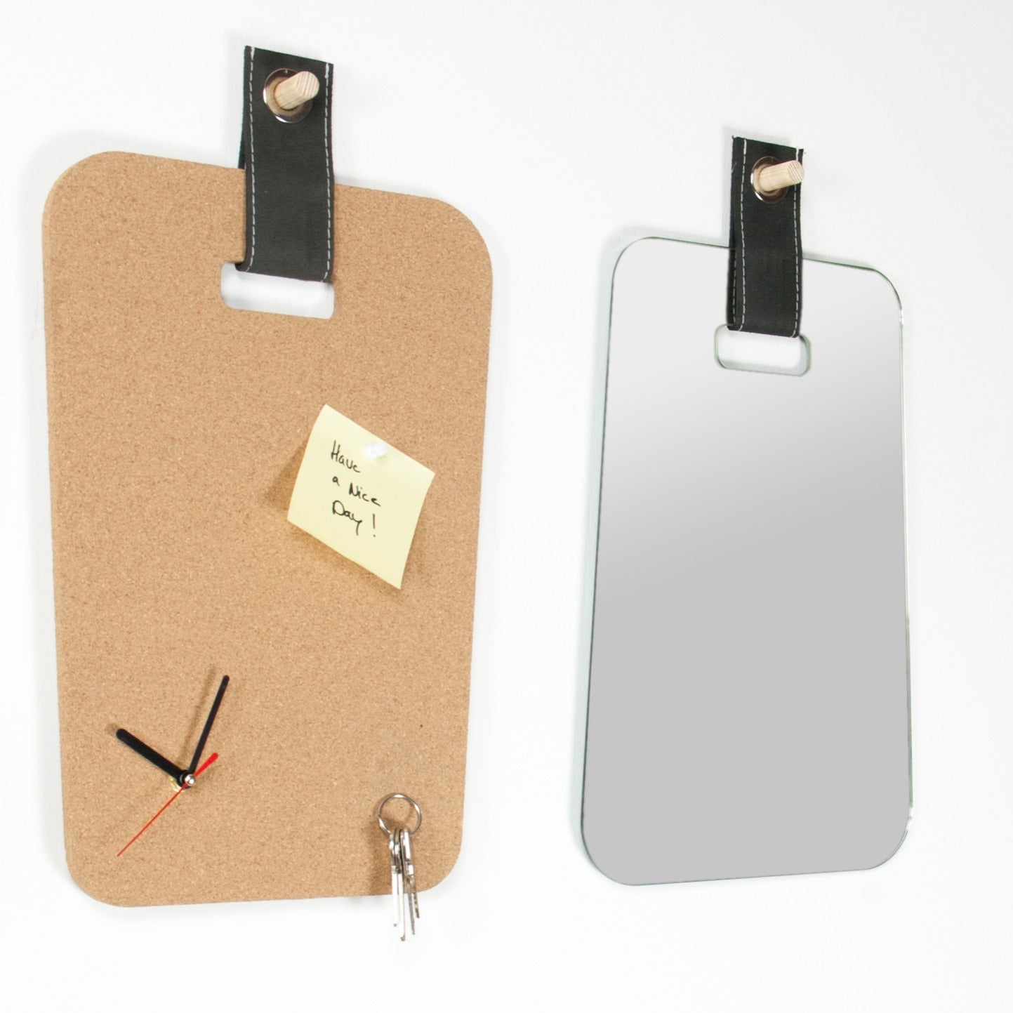 Prikbord & klok - Leather plus