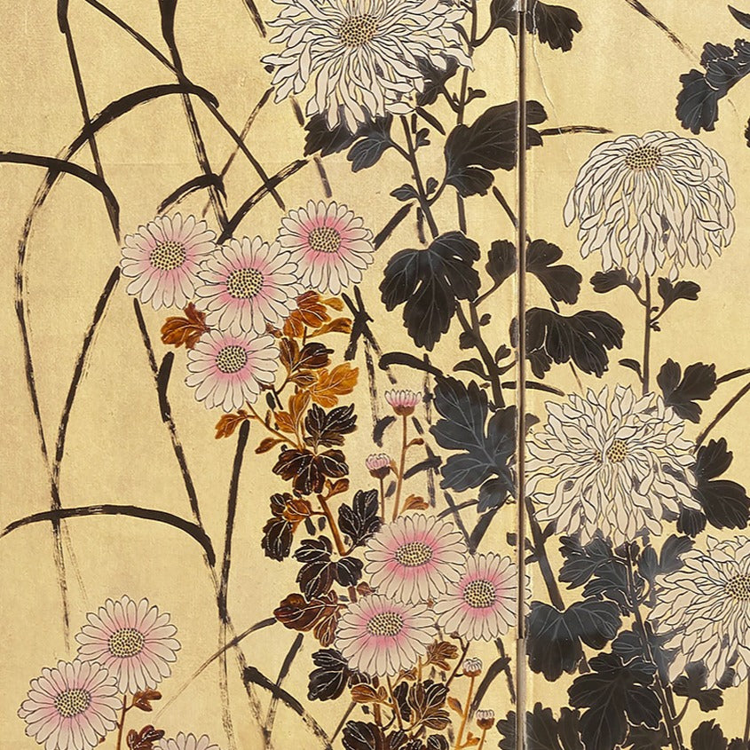 Japanse Art Print - Maple and Flowers 1880