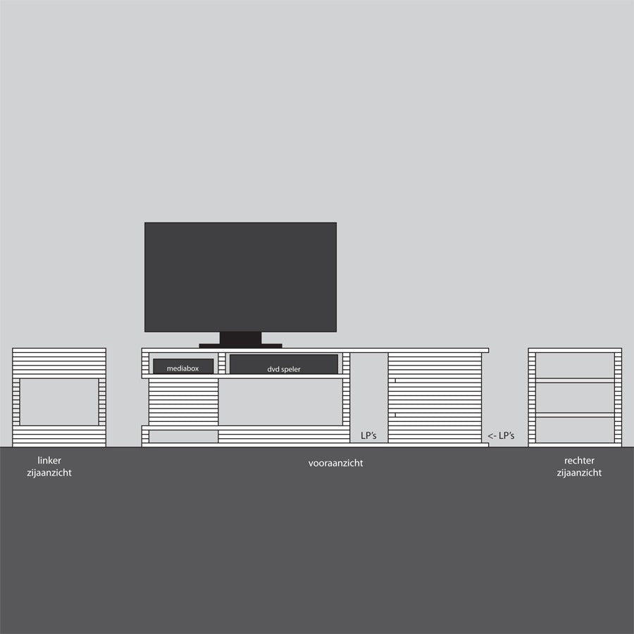 Tv meubel en platen kast