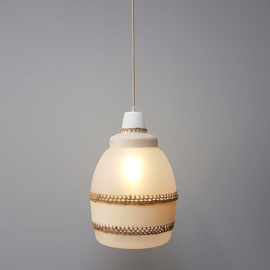 Tupperware upcycle lamp, Hooked on It in wit