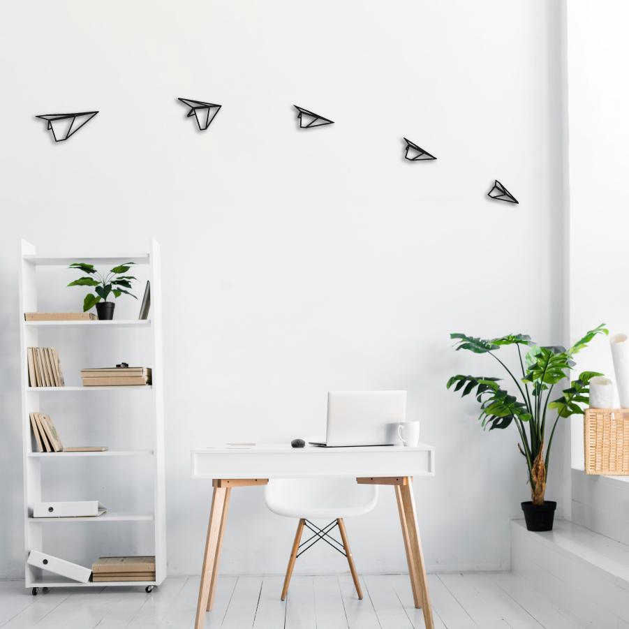 Wanddecoratie Vliegtuigjes - hout of zwart