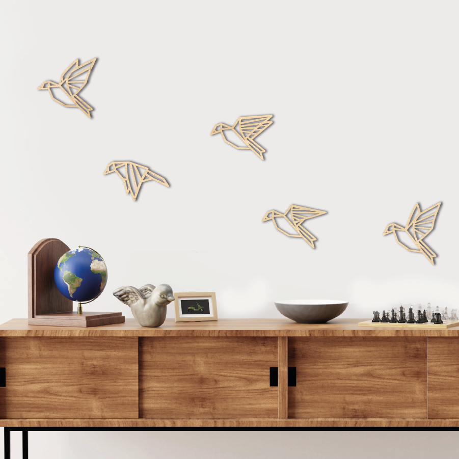 Wanddecoratie Vogels - hout of zwart