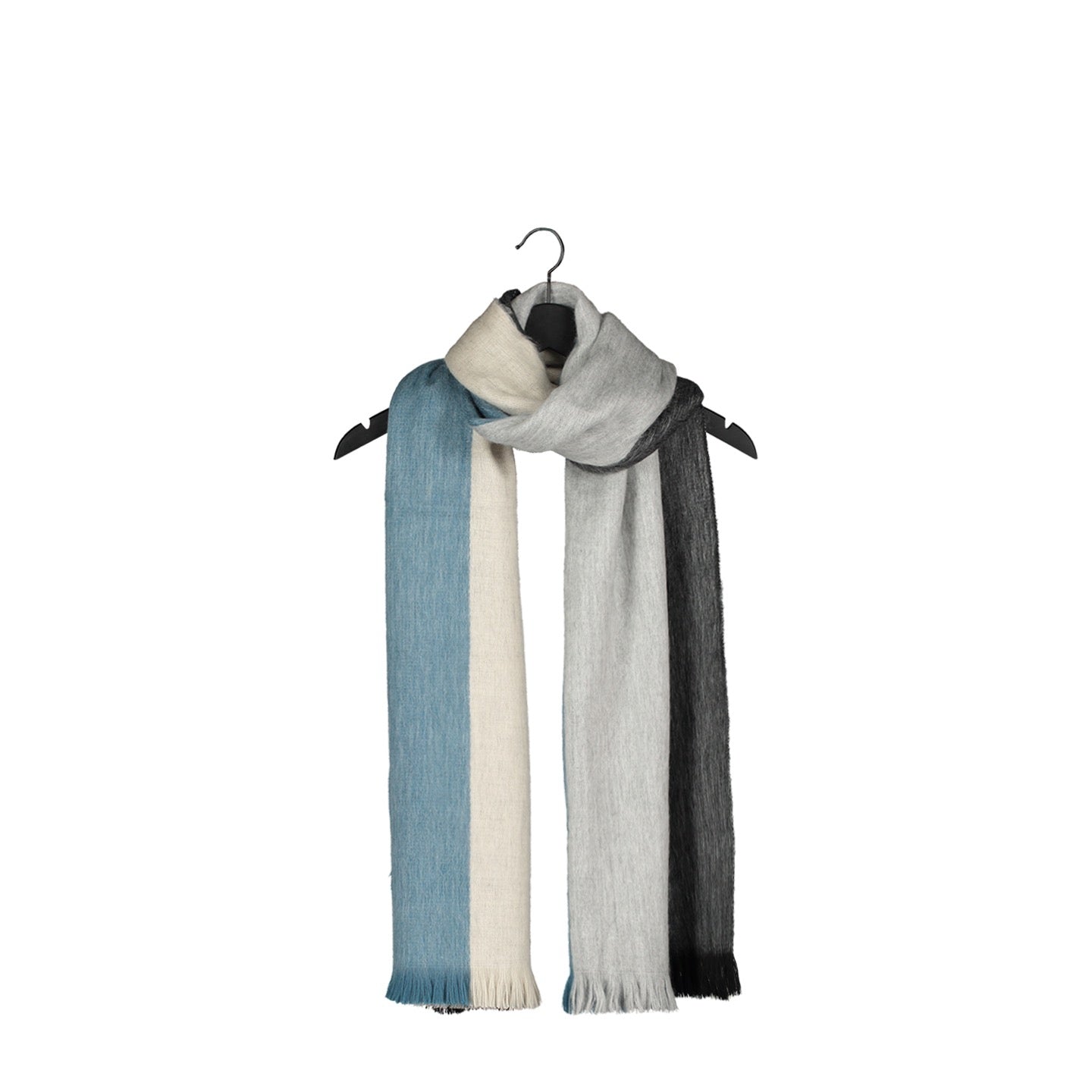 Sjaal/Omslagdoek Gestreept Blauw/Zwart/Naturel