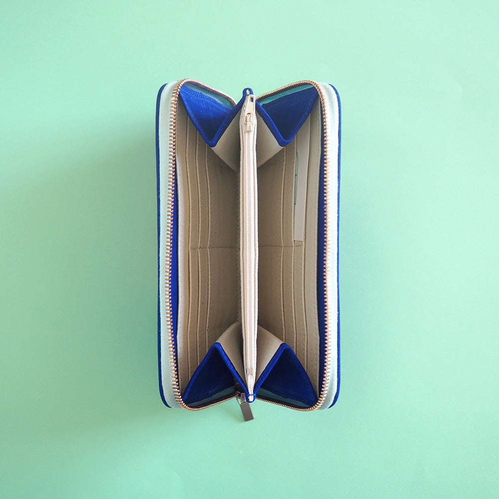 leren portemonnee kobalt