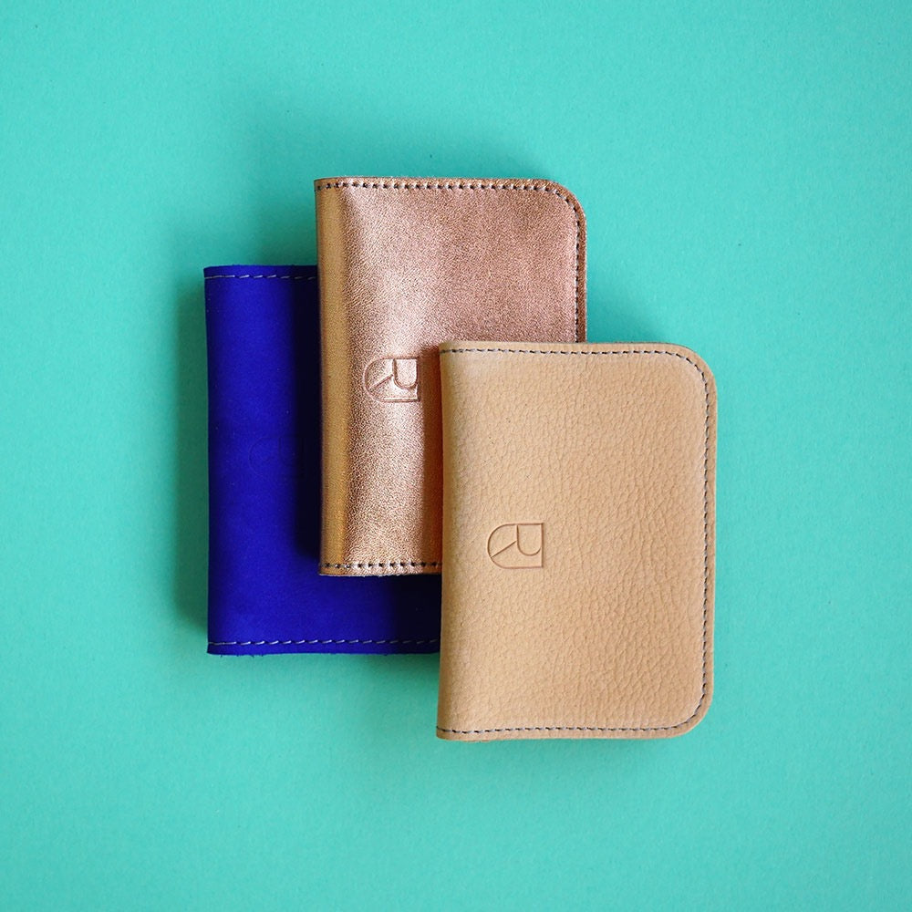 leren card sleeve koperkleur