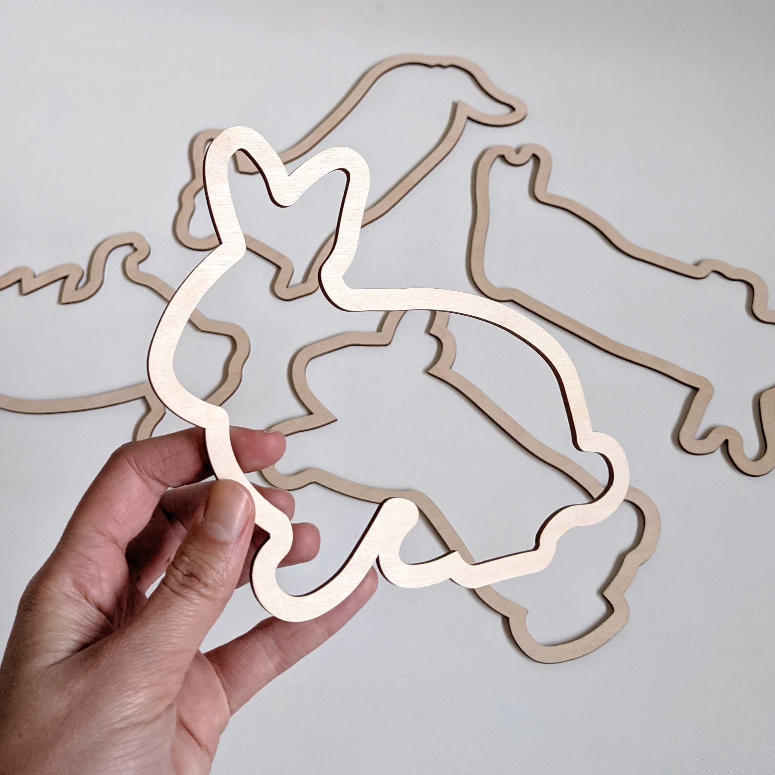 Wanddecoratie Konijnen - hout of zwart