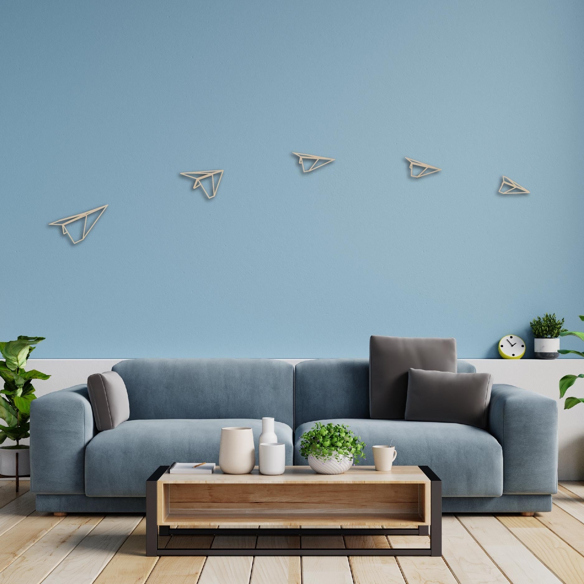 Wanddecoratie Vliegtuigjes - hout of zwart