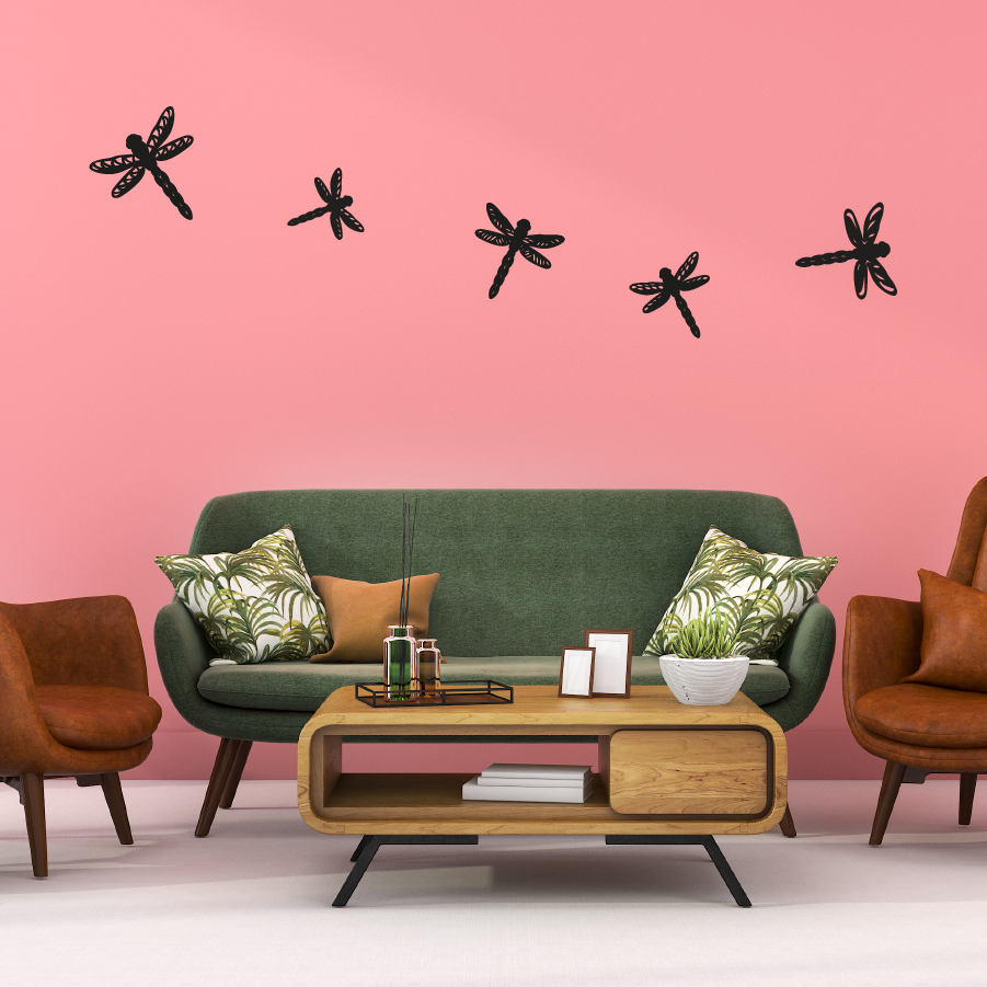 Wanddecoratie Libellen - hout of zwart