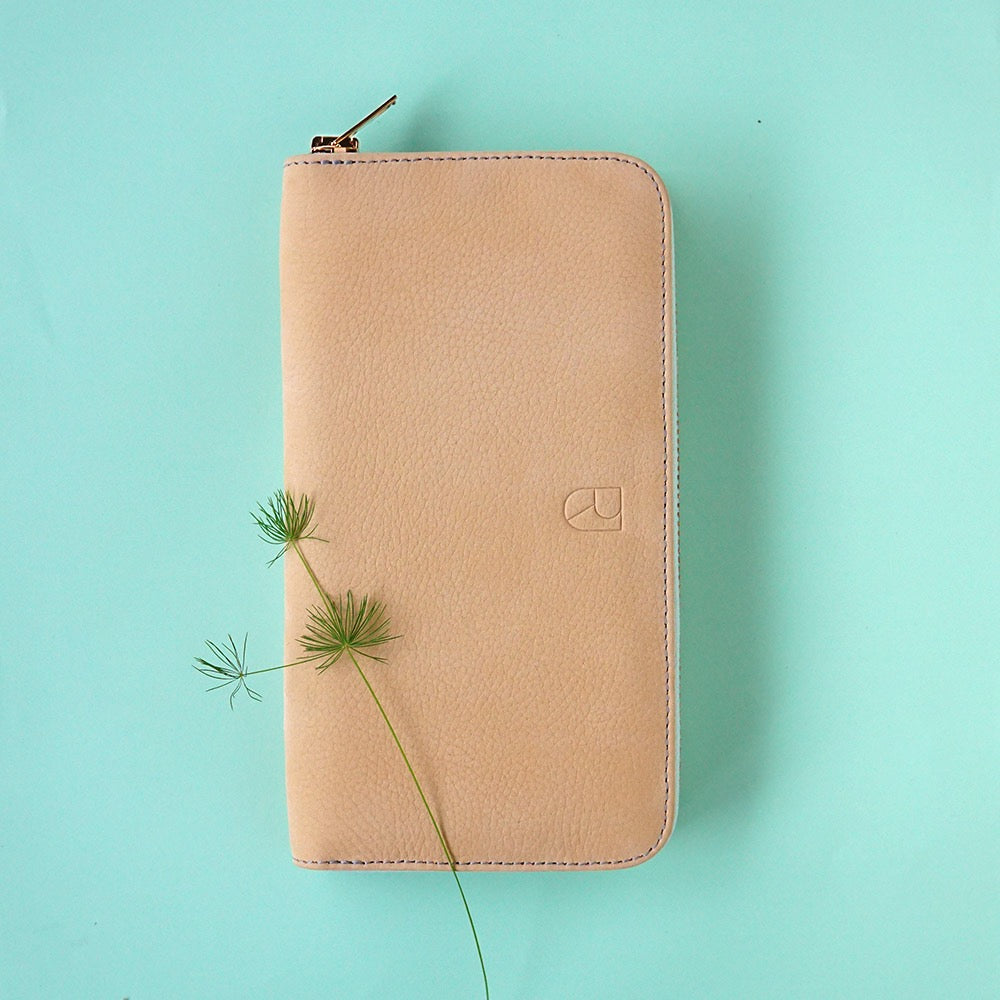 leren portemonnee nude