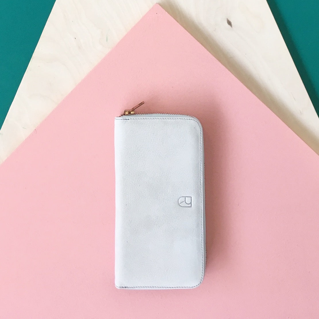 leren portemonnee zand