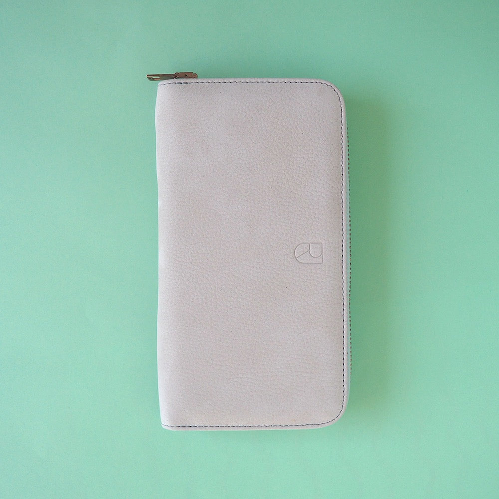 leren portemonnee zand