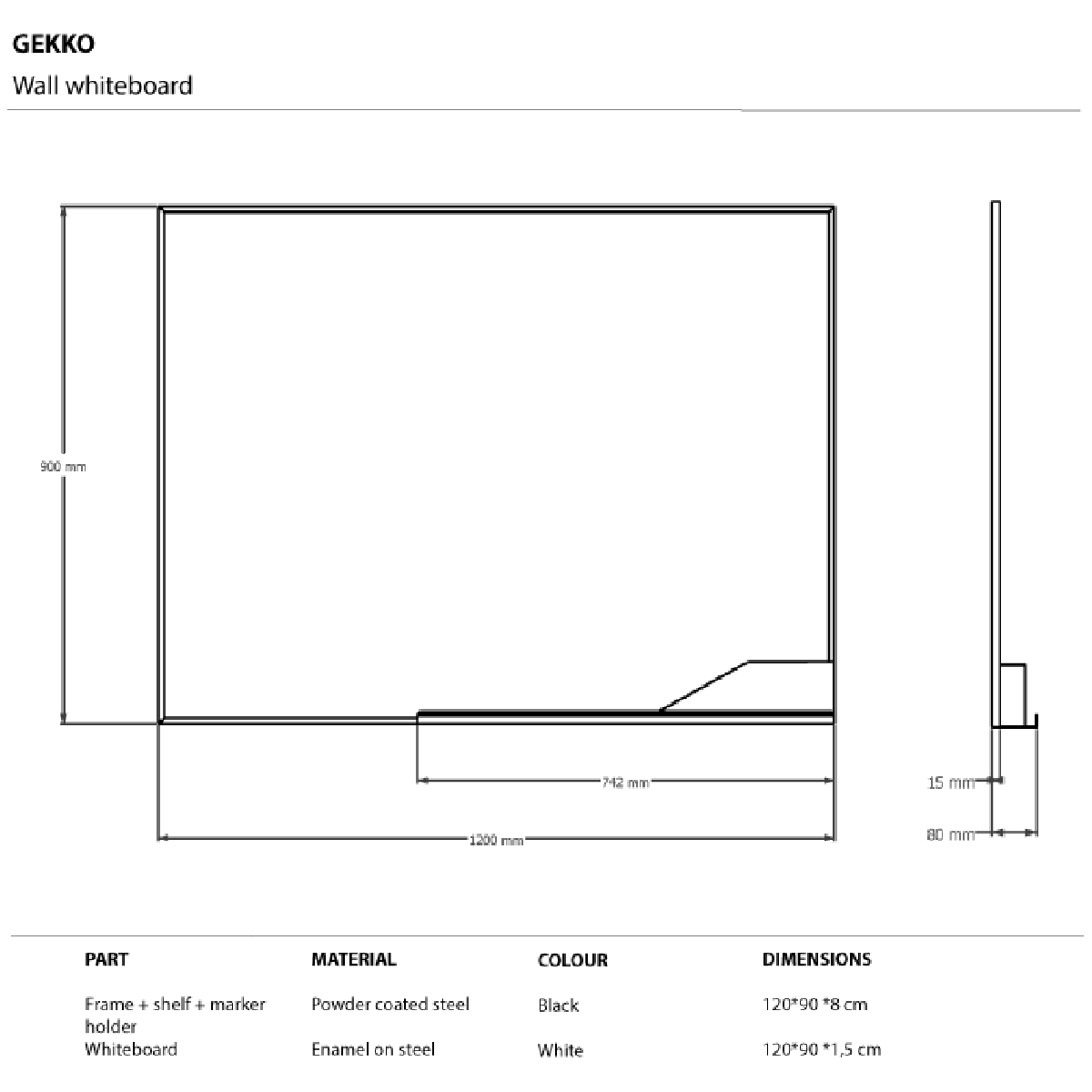 GEKKO Wand Whiteboard