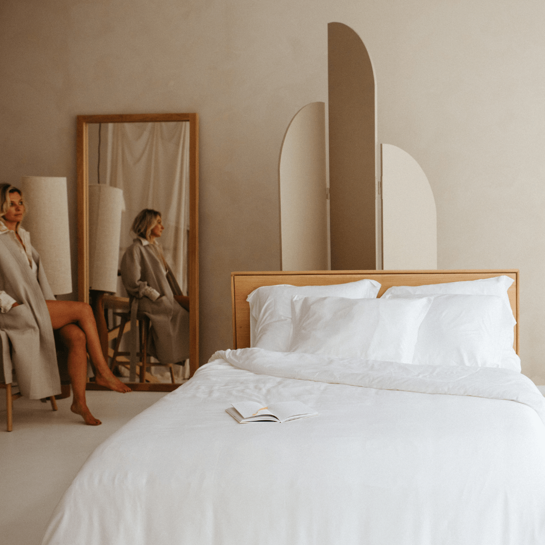 Bamboe dekbedovertrek wit