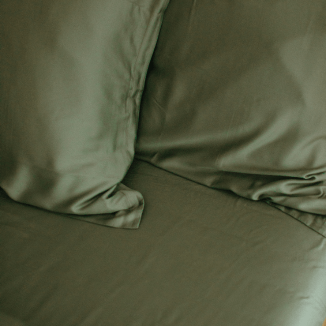 Bamboe hoeslaken olijfgroen