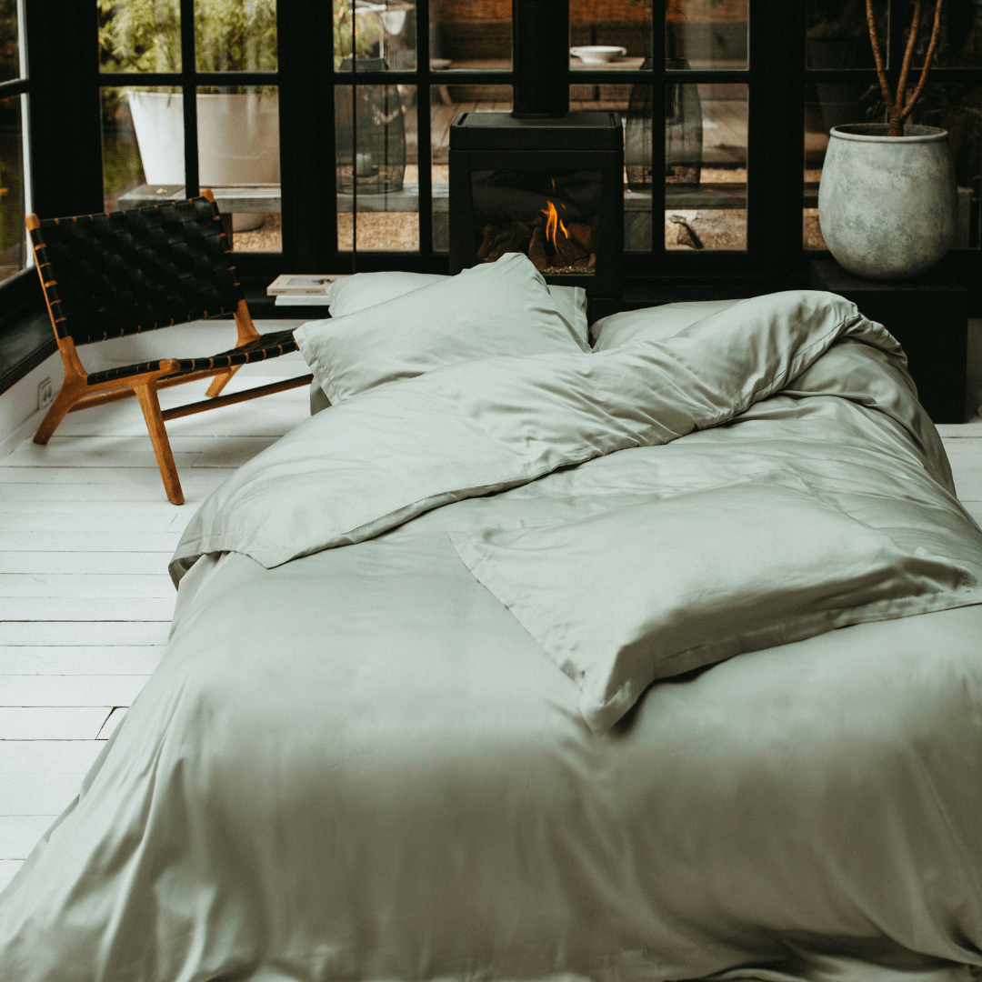 Tencel dekbedovertrek grijsgroen