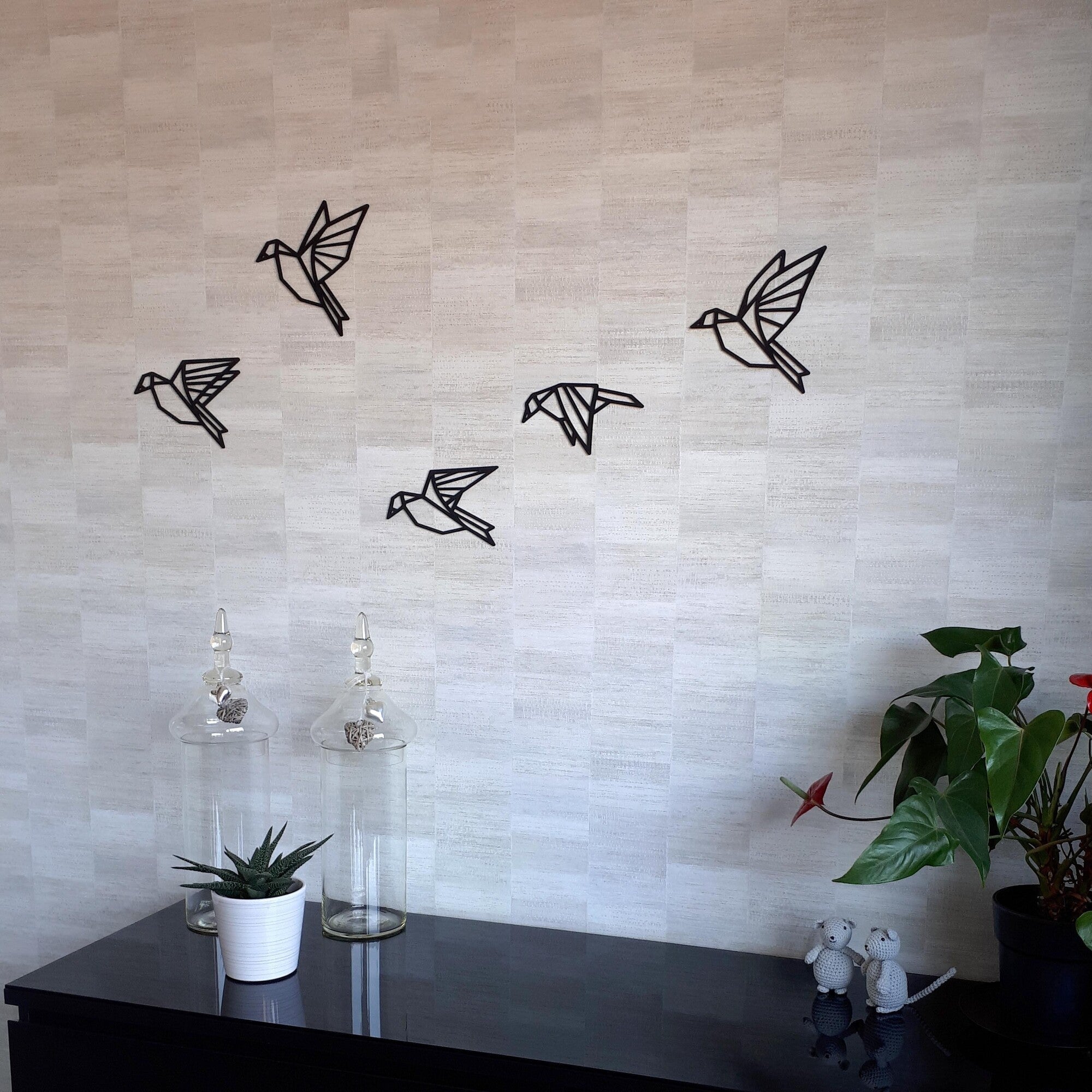 Wanddecoratie Vogels - hout of zwart