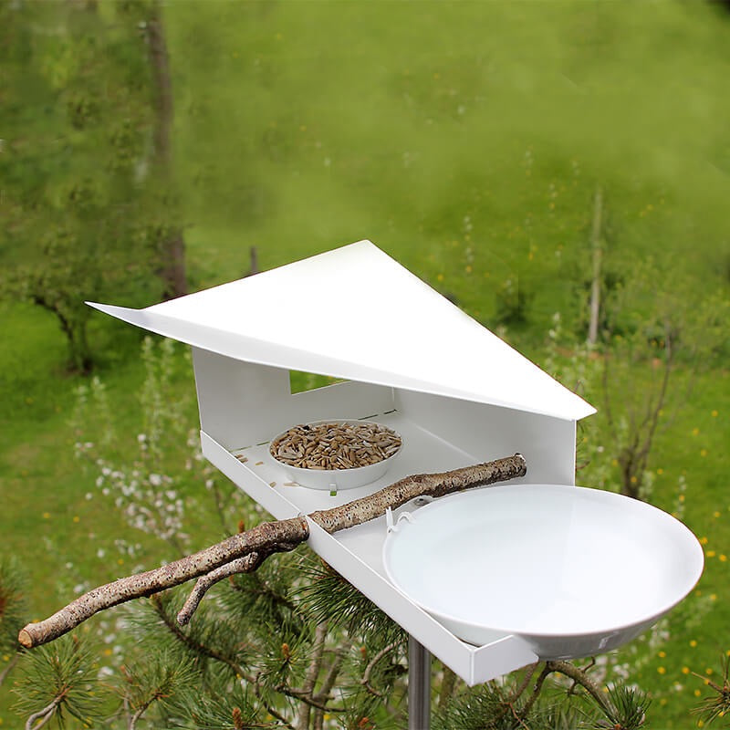 Waterloop voederhuisje wit