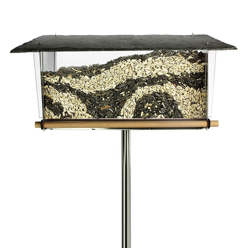 RVS Vogelvoersilo met Leisteen dak