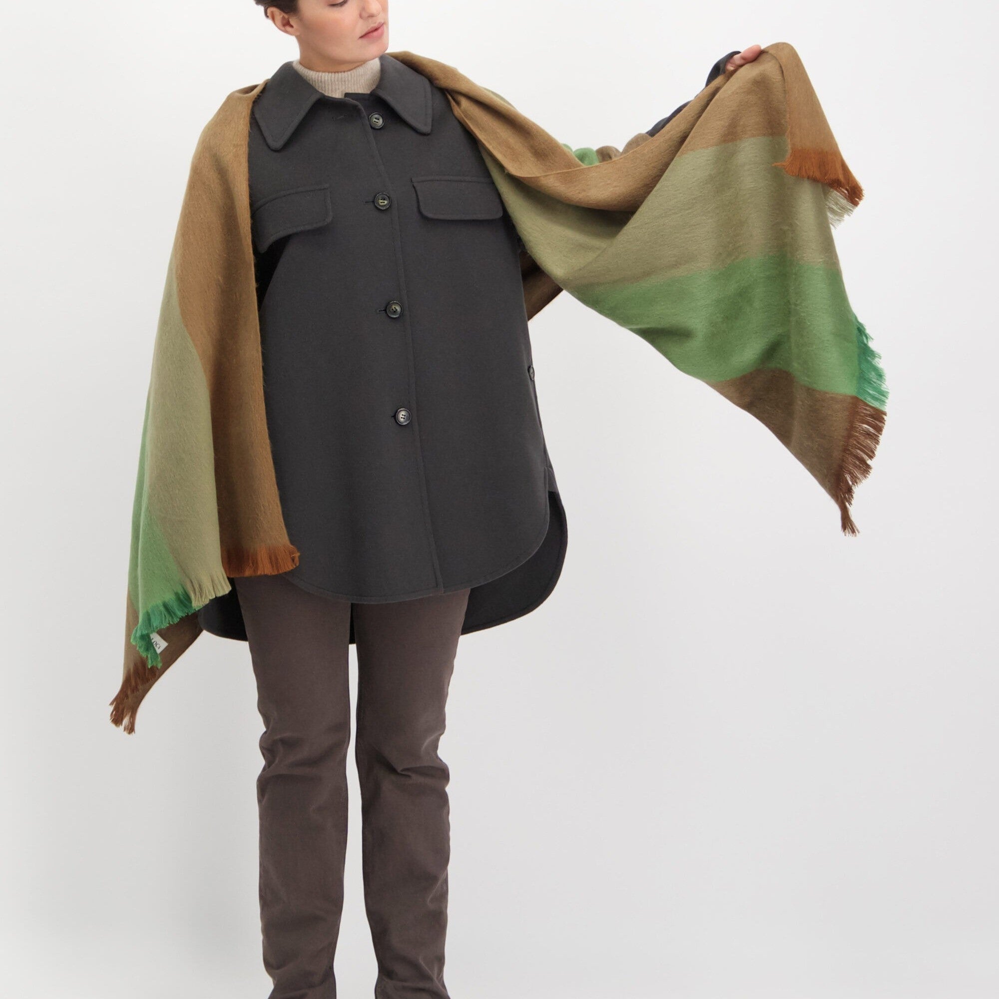 Scarf Striped Green/Brown/Naturals