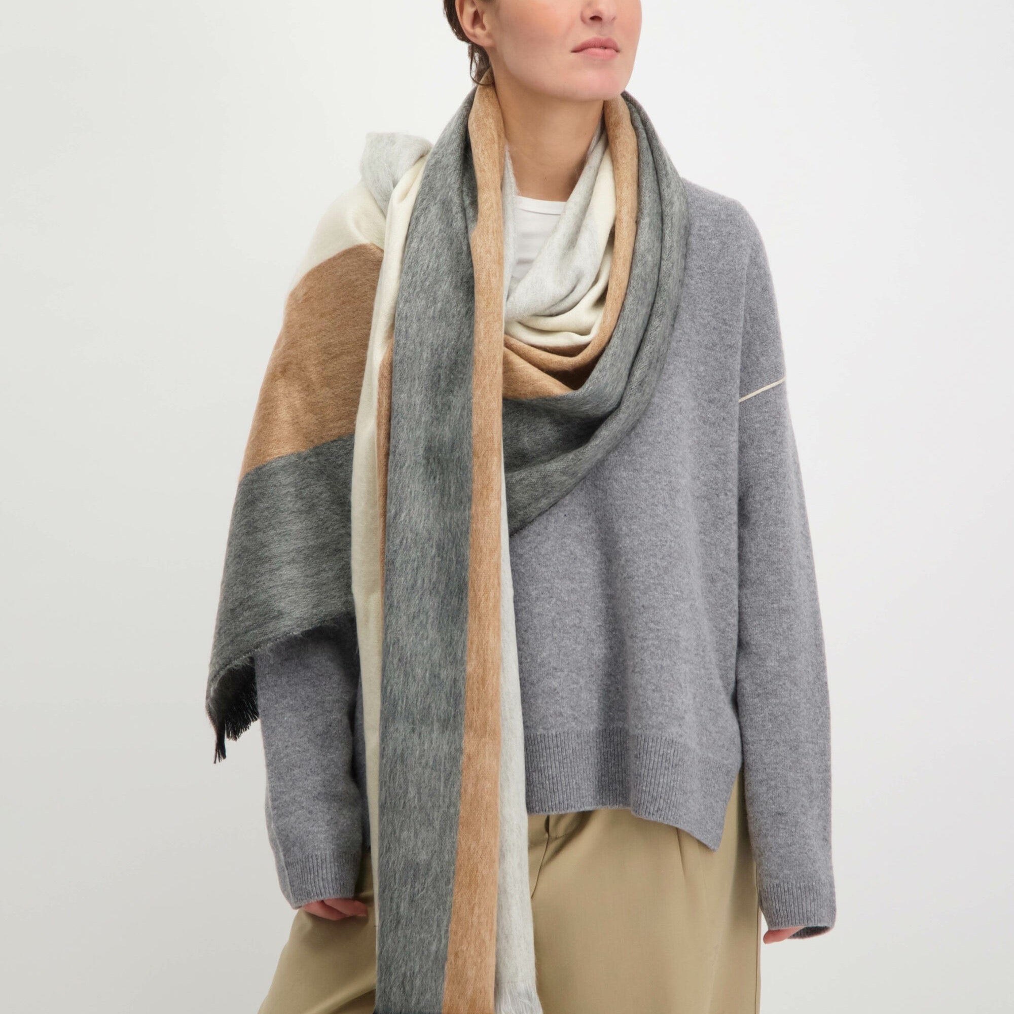 Scarf Striped Black/Grey/Naturals