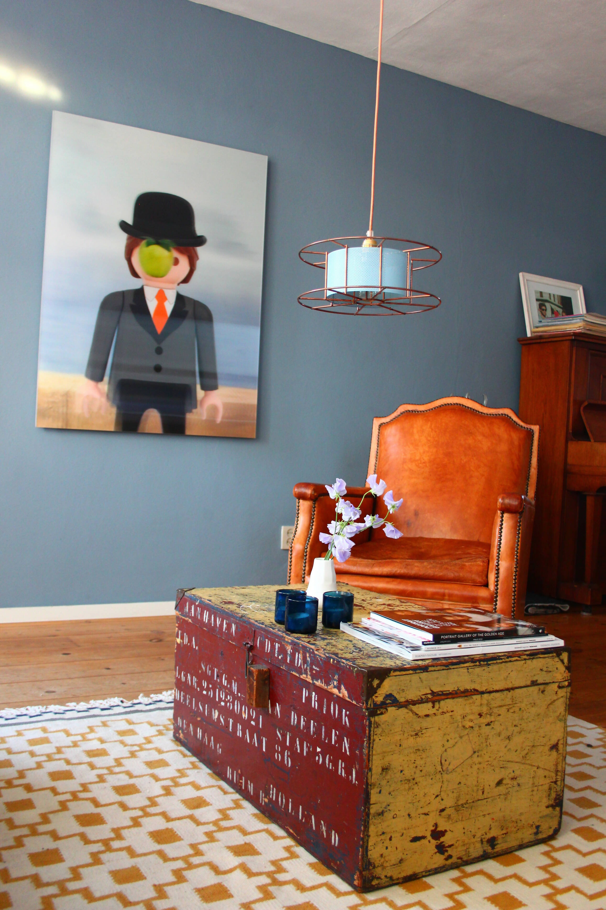 Hanglamp SPOOL Classic Koper met blauwe skin