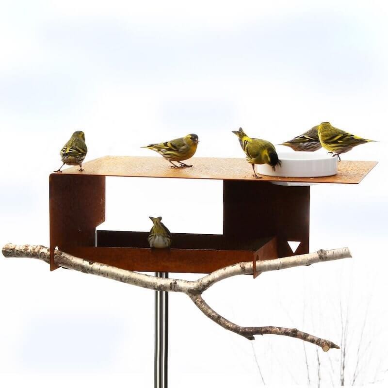 Bauhaus voederhuisje Groot dak Cortenstaal