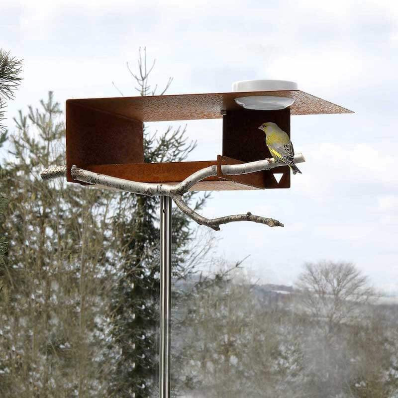 Bauhaus voederhuisje Groot dak Cortenstaal