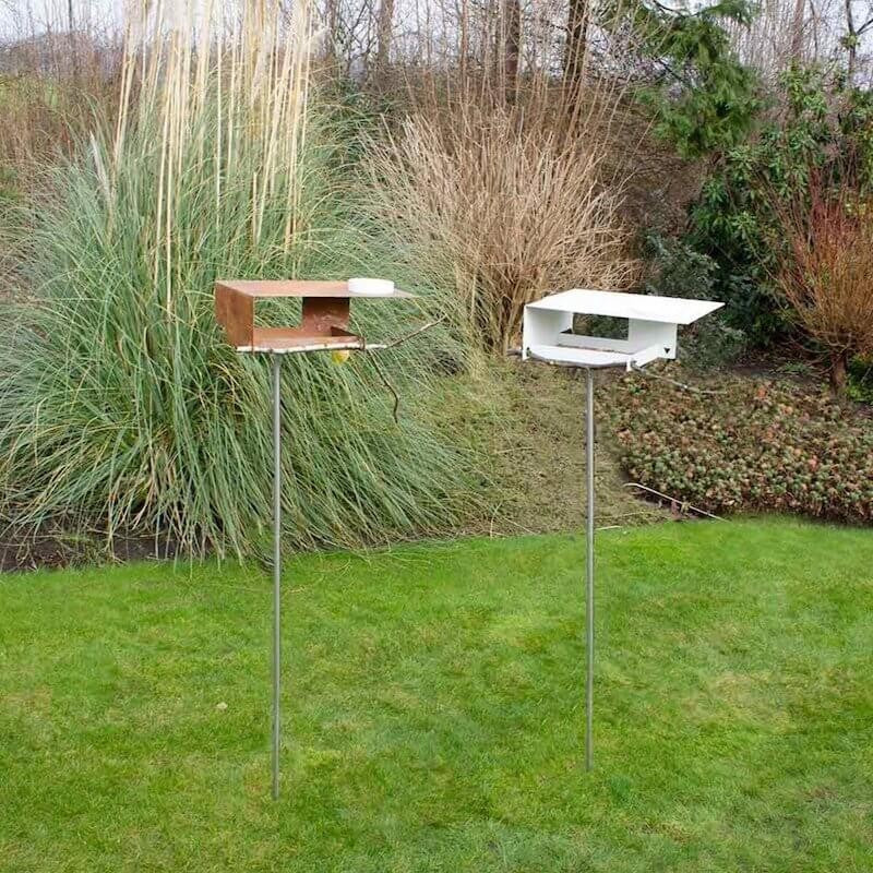 Bauhaus voederhuisje Groot dak Cortenstaal