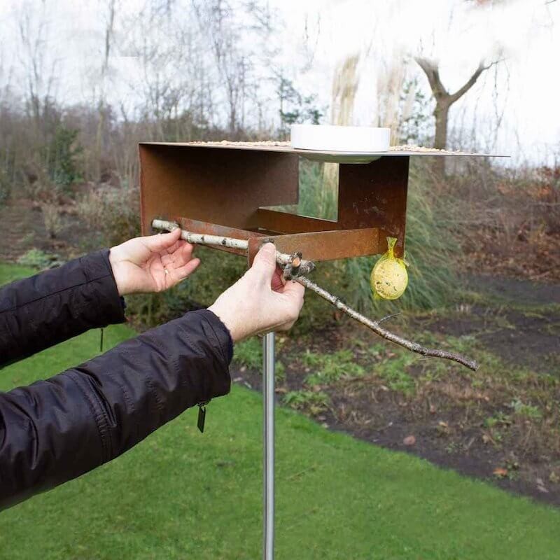 Bauhaus voederhuisje Groot dak Cortenstaal