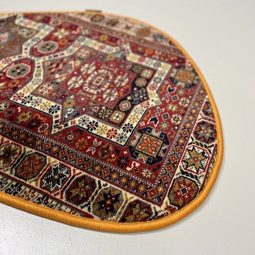 Vintage tapijt donkerblauw/rood/crème/geel van kleur