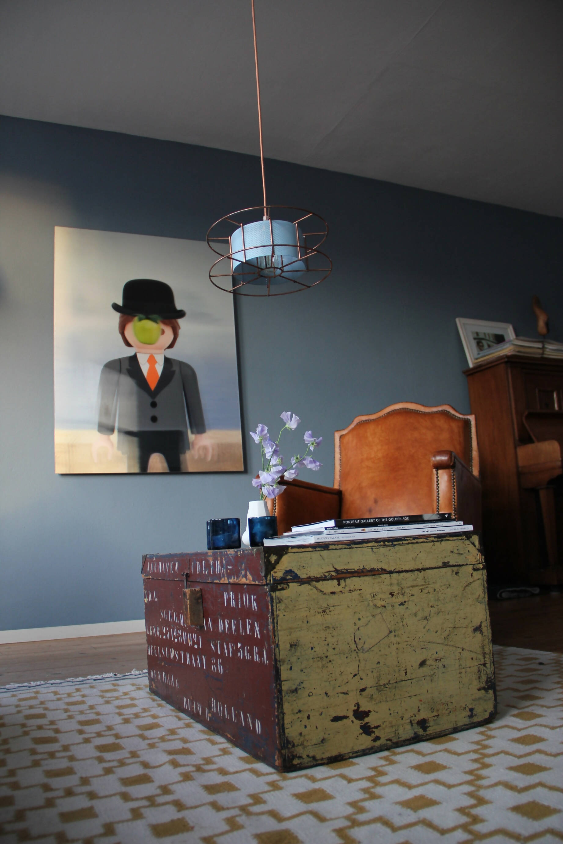 Hanglamp SPOOL Classic Koper met blauwe skin