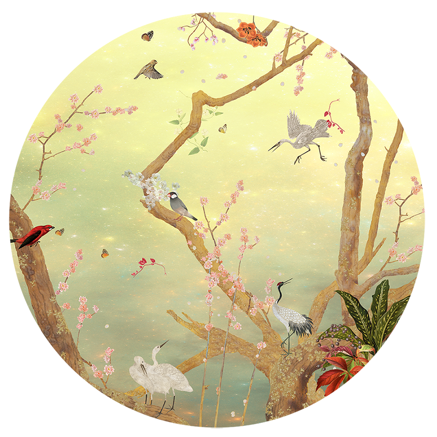 Behangcirkel ⌀ 100 cm Mystic Garden Yellow