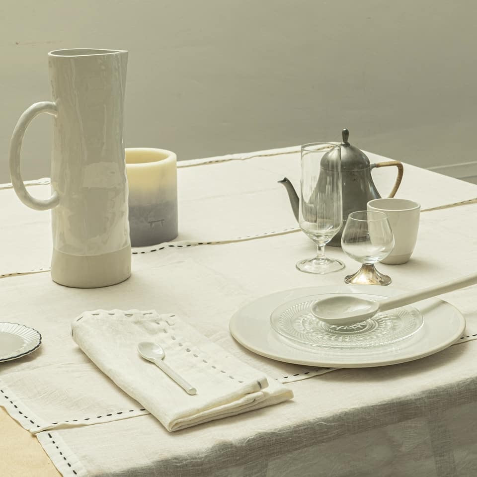 Weave – tafelkleed linnen – rice and grey