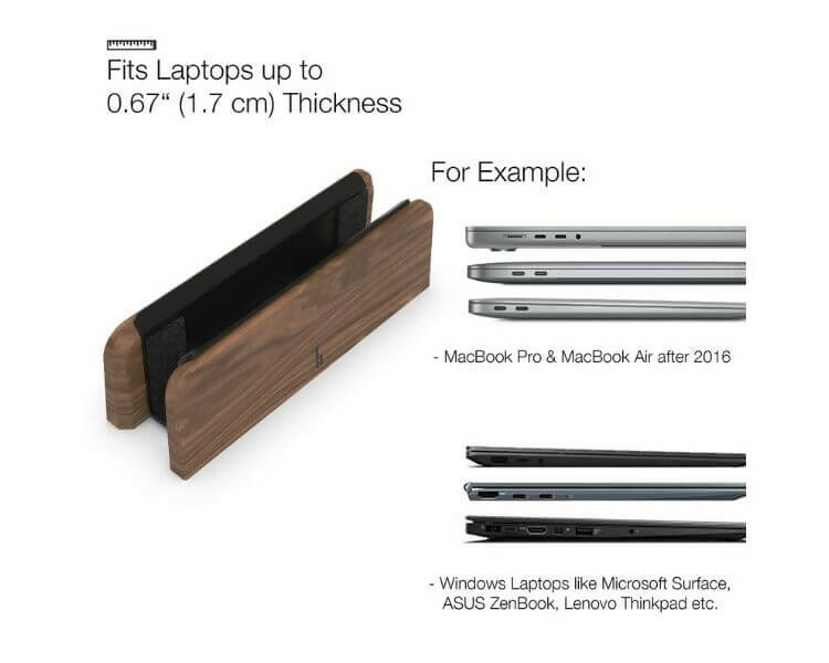 Verticale Laptop Standaard - Walnoot