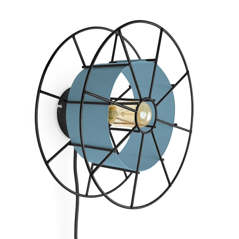 Wandlamp SPOOL Zwart met Skin Blauw