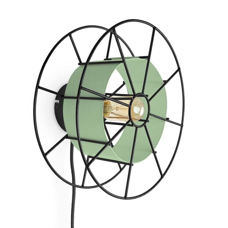 Wandlamp SPOOL Zwart met Skin Groen