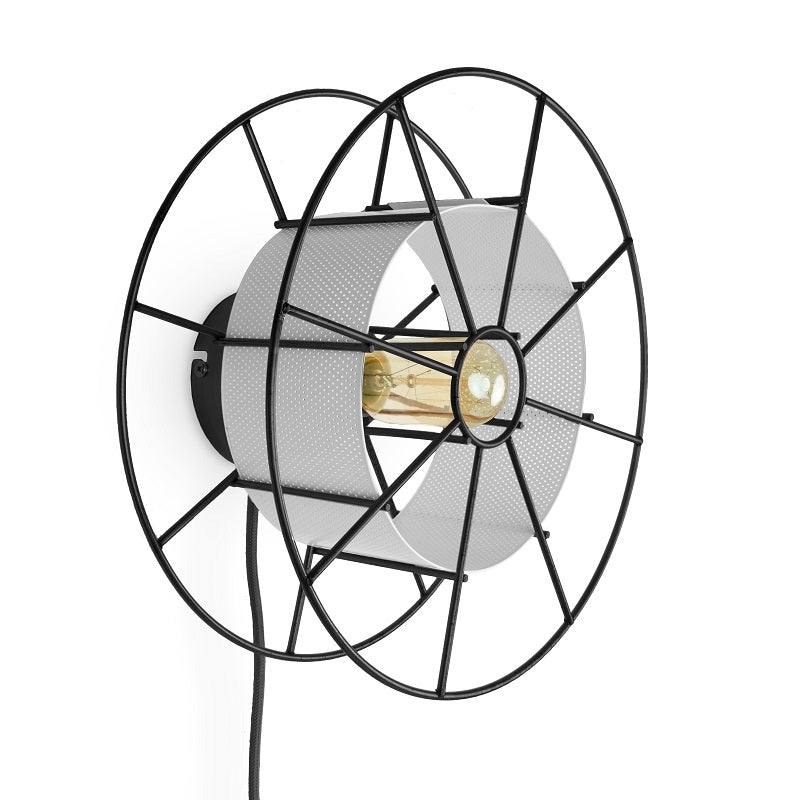 Wandlamp SPOOL Zwart met Skin Wit
