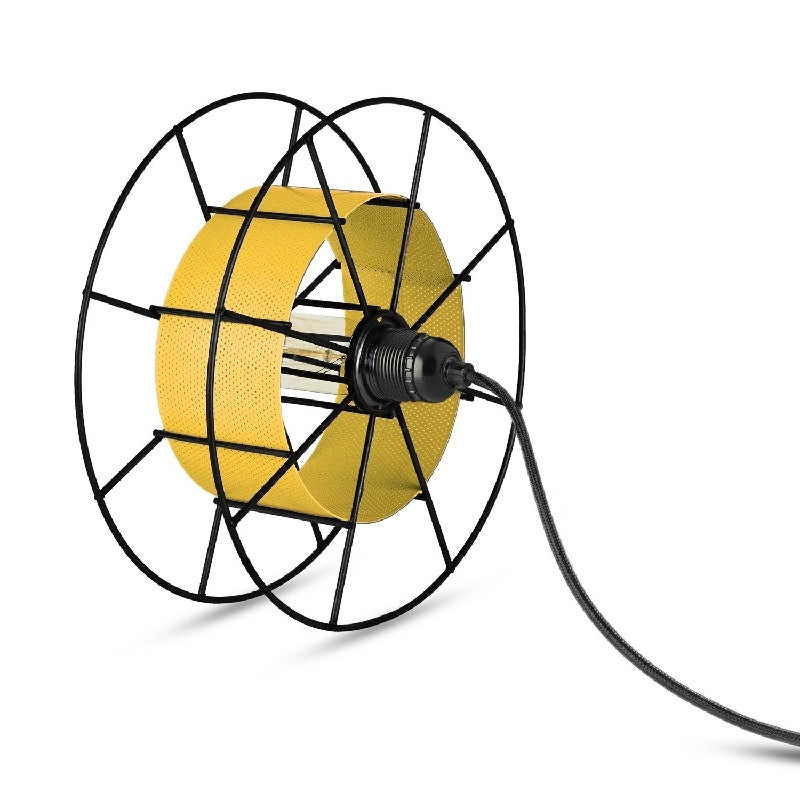 Vloerlamp SPOOL Zwart met Skin Geel